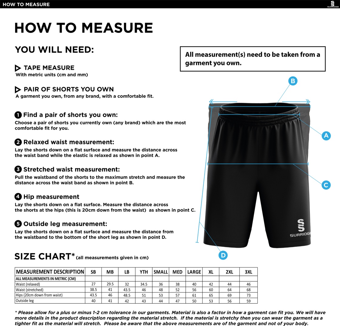 Feniscowles CC - Blade Training Short - Size Guide